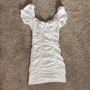 Elegant White Ruched Womens Dress